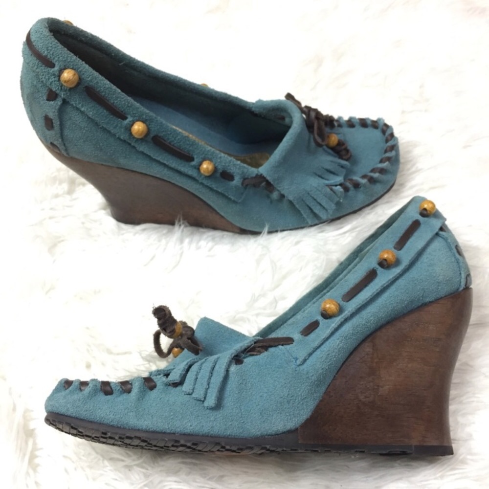 Sam Edelman Moccasin Wedge Heels 7.5 suede